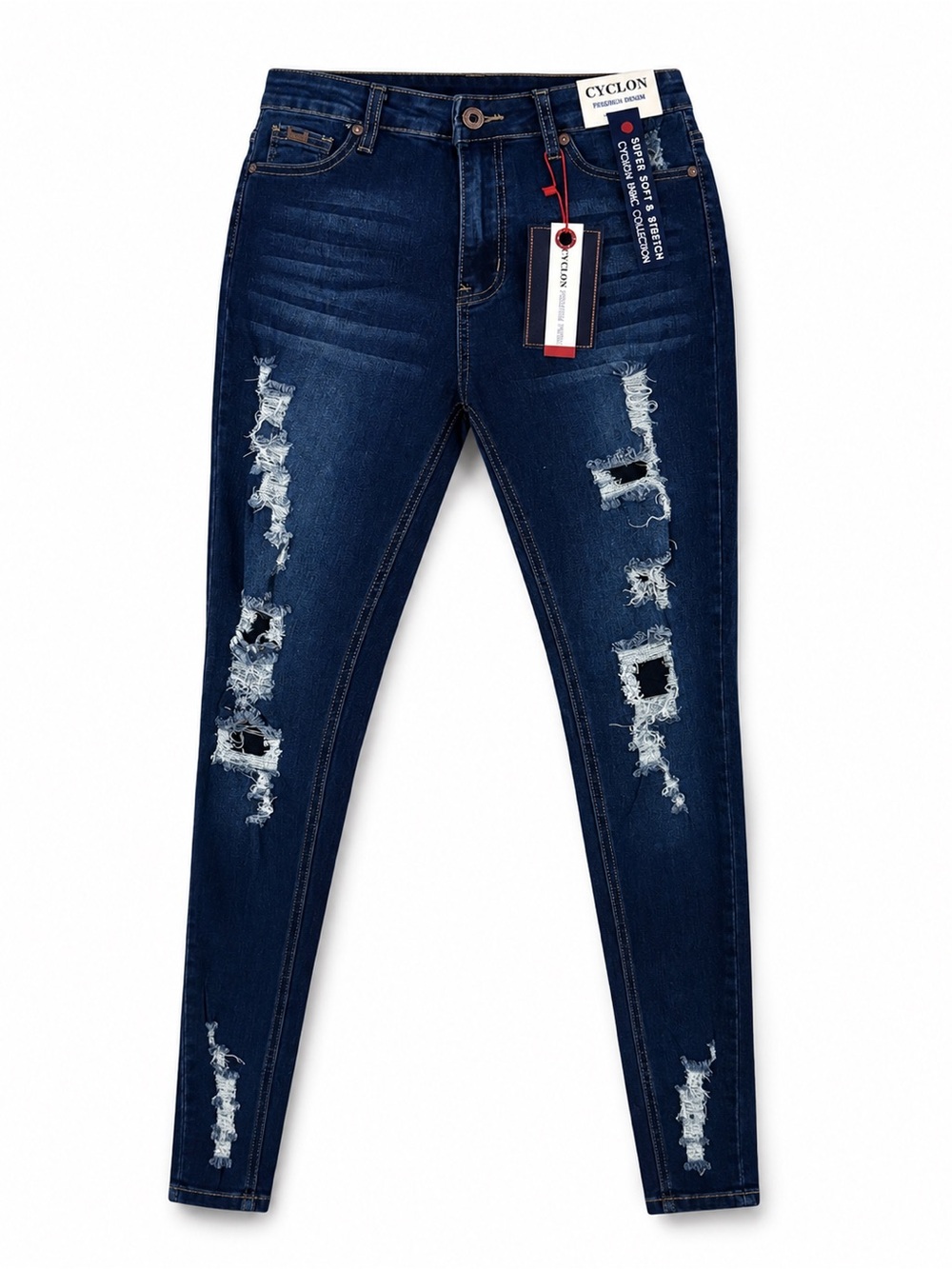 Dark Indigo Distressed Skinny Jeans